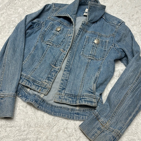 Denim Jacket Mid Cropped Waist Length - Picture 1 of 4